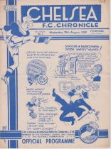 Programme Chelsea v Manchester United 30th August 1939. Comes from the 3 game season. Lacks