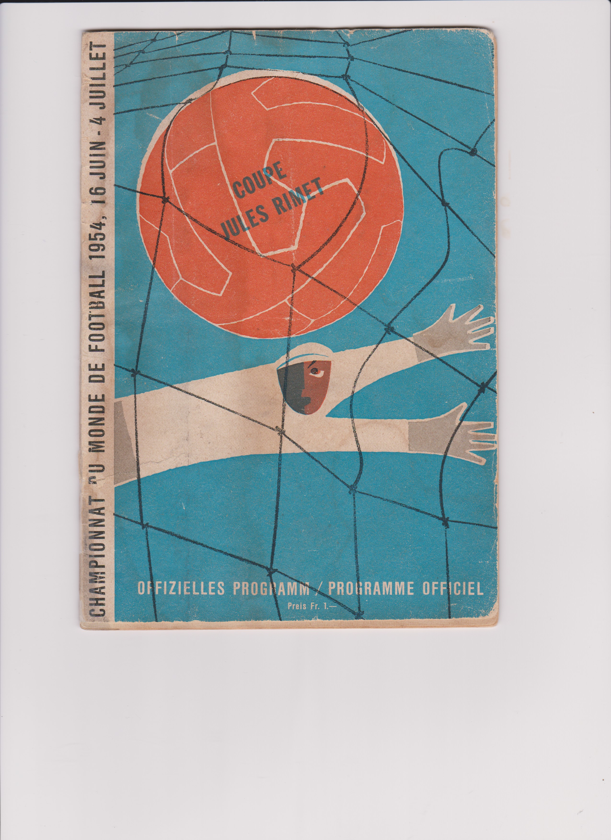 Programme Uruguay v Hungary World Cup Semi Final in Lausanne 30th June 1954. Detached cover with