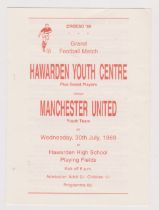 Hawarden Youth Centre v Manchester United Youth Friendly 30th July 1969. 4 Page programme. Light