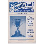 Preston North End v Chelsea FA Youth Cup Final May 3rd 1960. Name on front of the programme