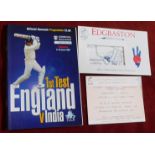 1st Test England v India 60 10 June 1996 programme with match ticket inside, and signed