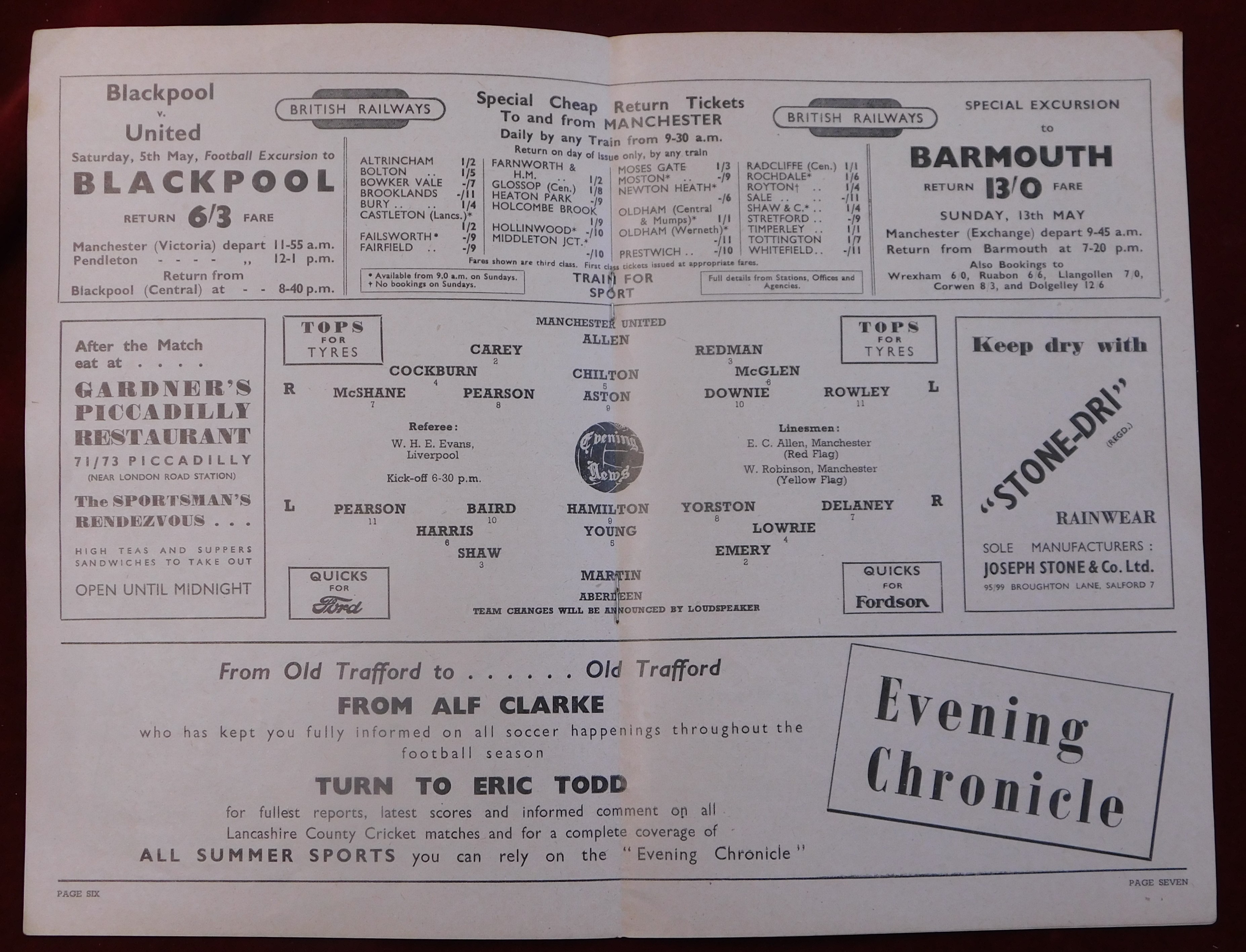 Programme Manchester United v Aberdeen (Friendly) 3rd May 1951. No writing. Very good - Bild 3 aus 3