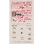 A collection of 2 Manchester United single sheet home programmes from the FA Youth Cup in season