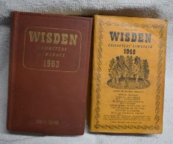 Wisden Cricketers' Almanack 1948 (Softback) and 1963 Centenary Edition (Hardback). Generally good