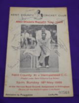 Cricket Kent County Cricket Club & Hempstead CC 1969 Alan Dixon's Benefit Years, signed by players