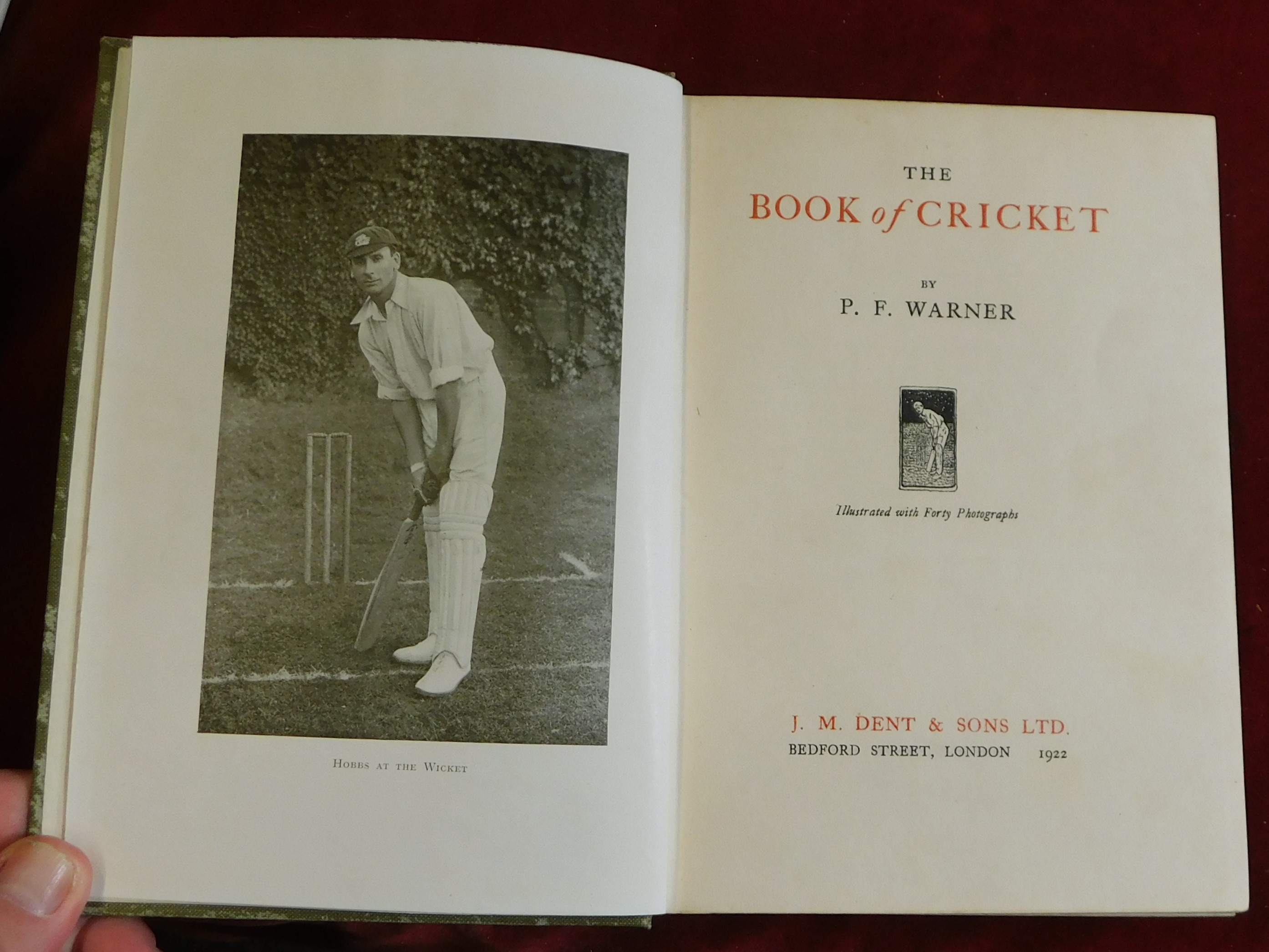 Cricket P.F. Warner 1923 The book of cricket, pub Dent, good illustrations, front cover mottled - Image 3 of 3