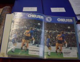 A collection of 5 complete seasons of Chelsea home programmes all housed in custom made DJ