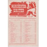 Manchester United single sheet programme for the 2 practice matches Reds v Blues one of which kicked