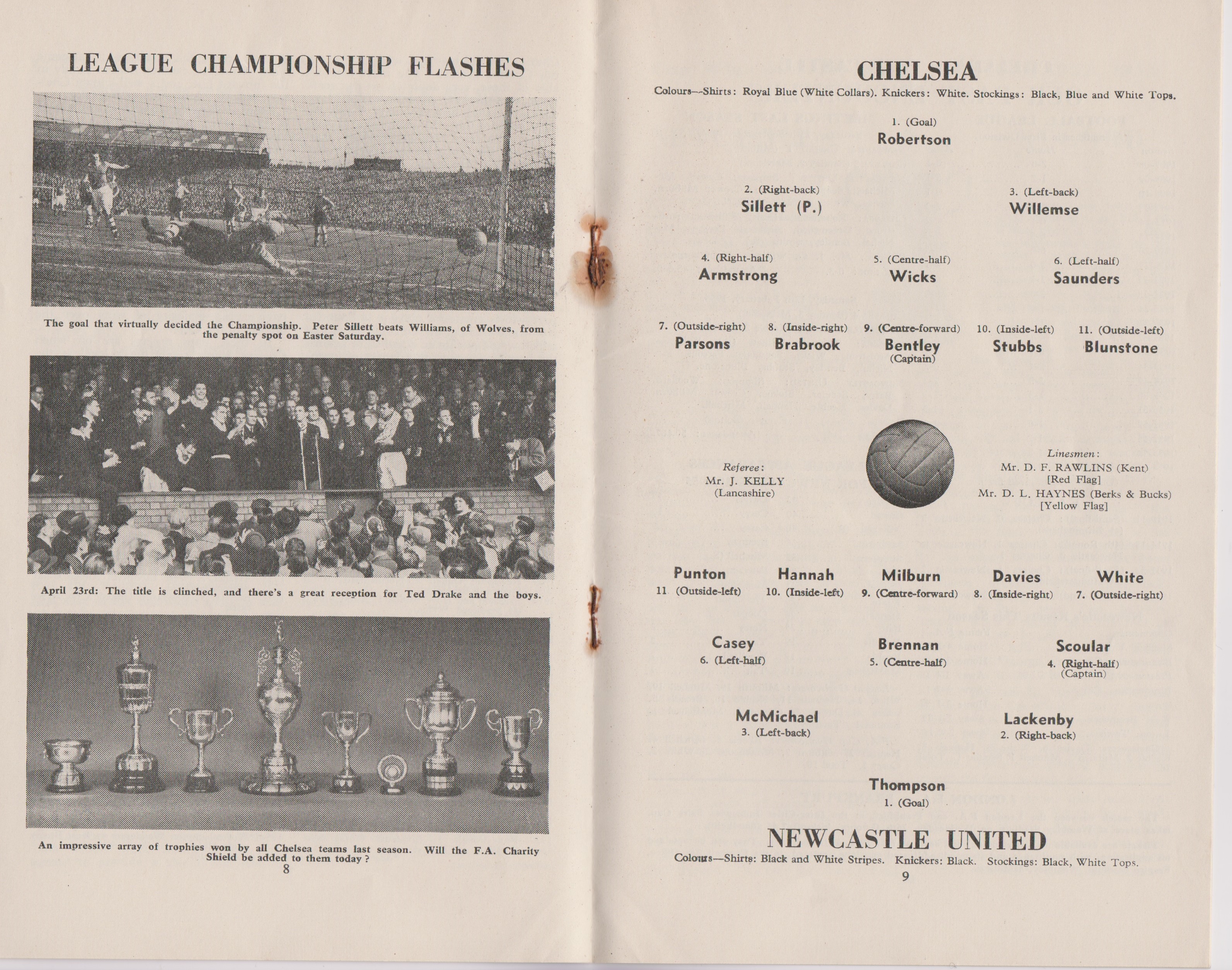 Charity Shield programme Chelsea v Newcastle United played at Stamford Bridge 14th September 1955. - Image 2 of 2