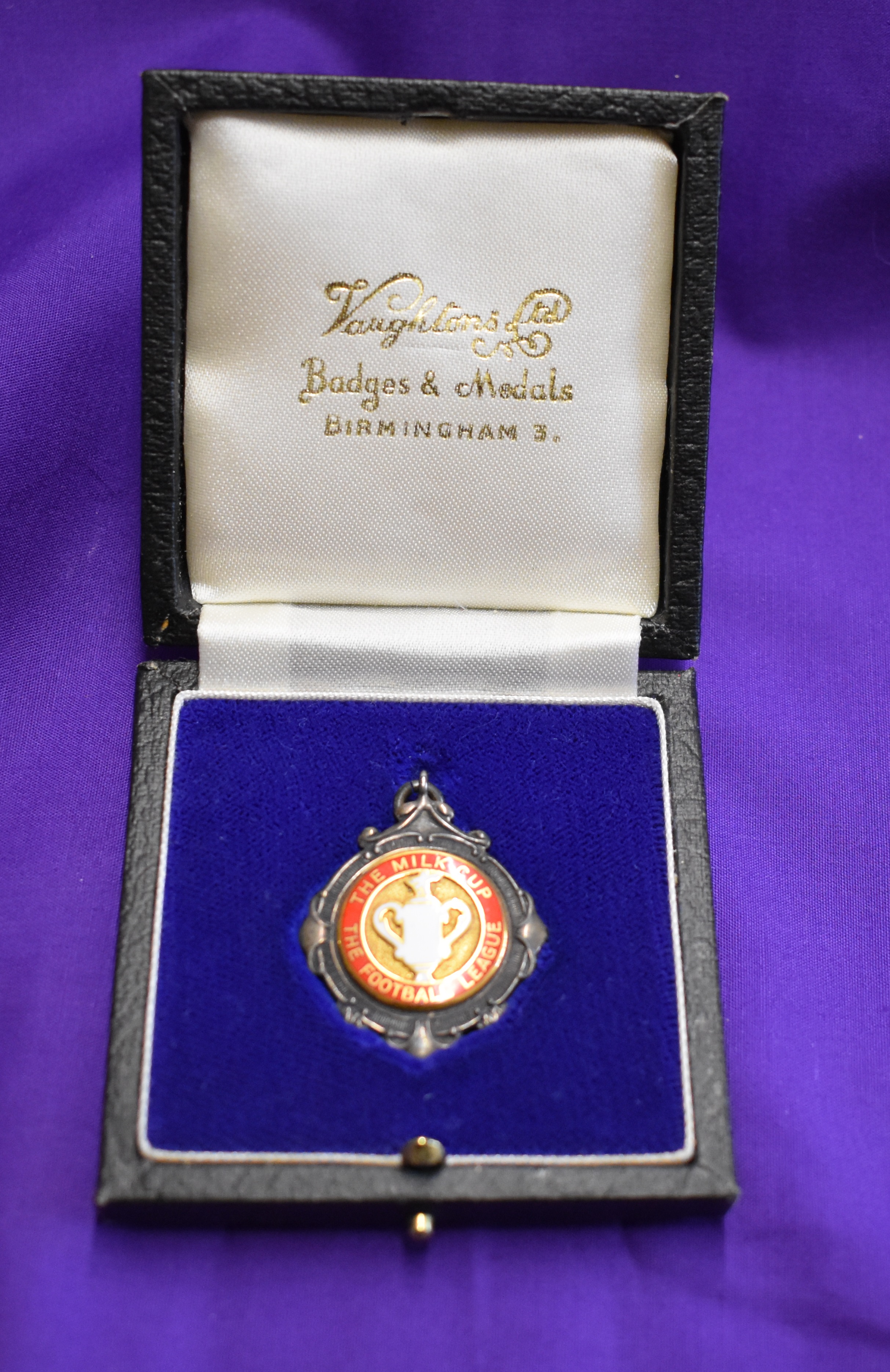 An engraved League Cup Runners Up Medal presented to a Manchester United player from the 1983