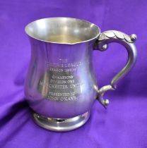 An engraved Pontins League Championship pewter goblet presented to John O'Kane from the 1995/96