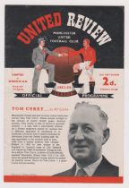 Programme Manchester United v Hibernian Tom Curry Benefit 4 Page 30th September 1953. No writing.