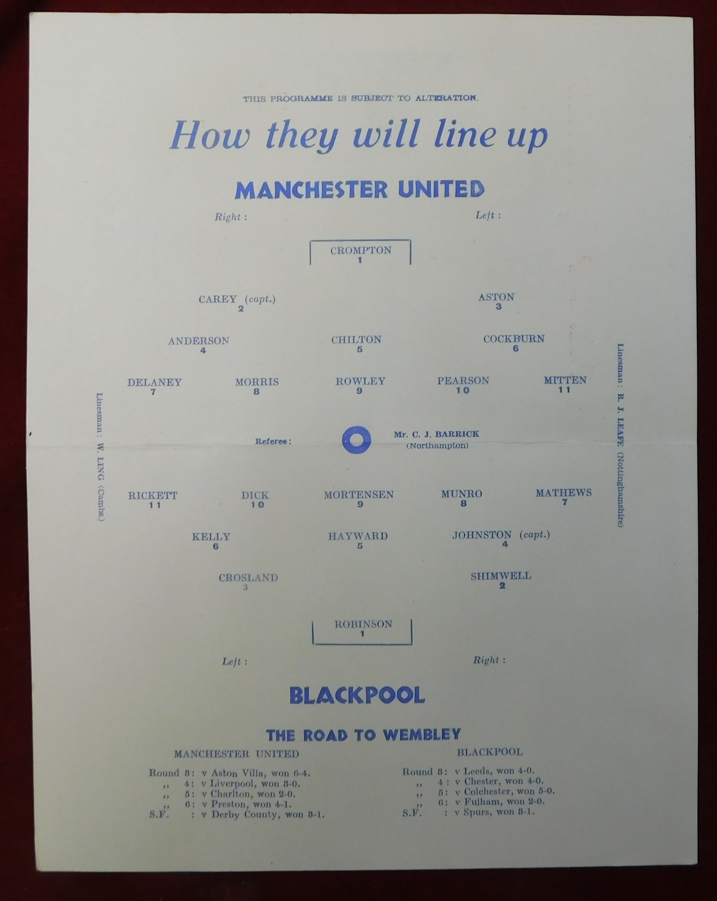 Blackpool v Manchester United 1948 FA Cup Final. A magnificent selection of ephemera from the 1948 - Image 10 of 19