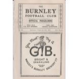 Programme Burnley v Port Vale February 9th 1935. Ex Bound Volume. No writing. Generally good