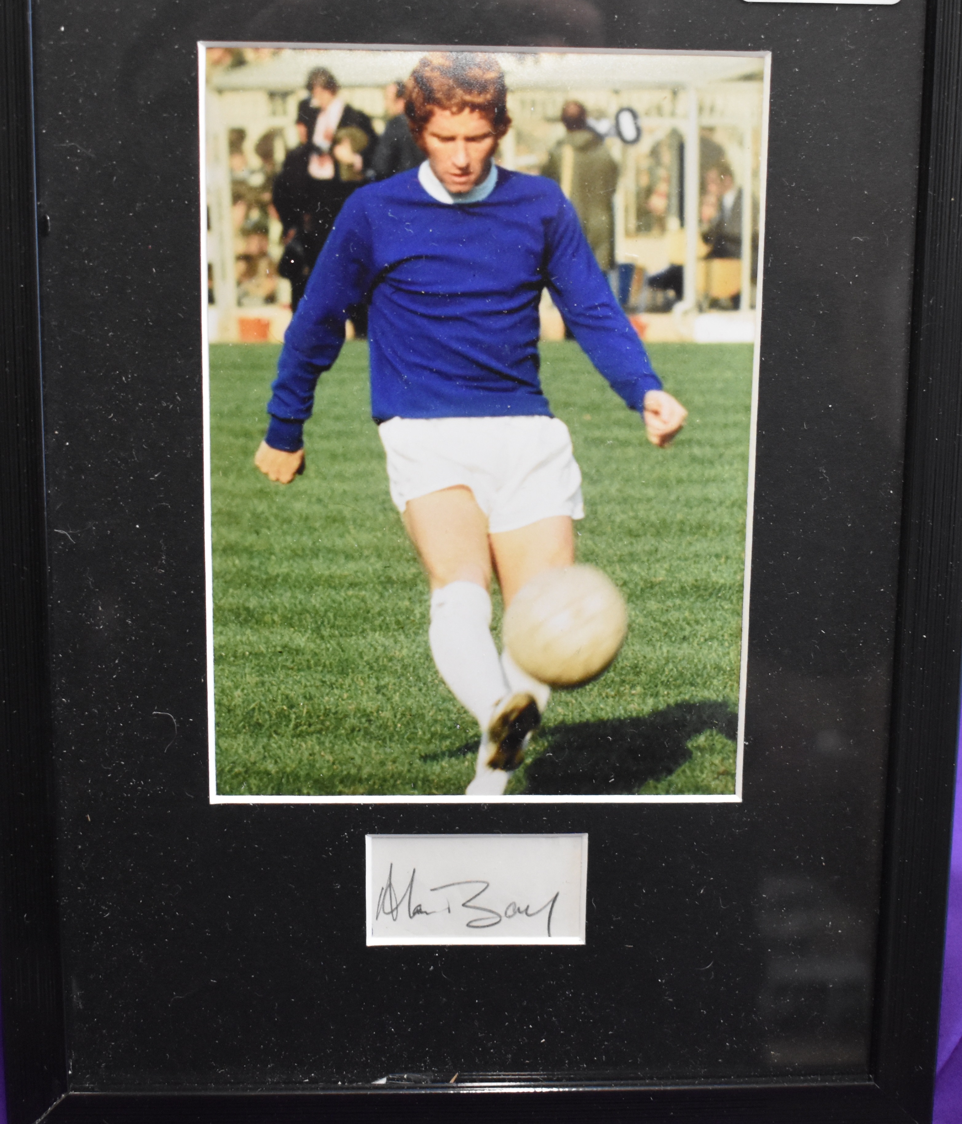 Framed signed photo of Alan Ball, signed outside Bloomfield Road Stadium 1964 BUYER TO COLLECT