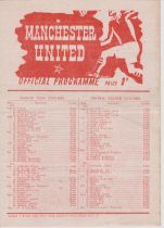 Manchester United Single sheet programme for 2 practice matches Reds v Blues one of which kicked off