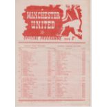Manchester United Single sheet programme for 2 practice matches Reds v Blues one of which kicked off