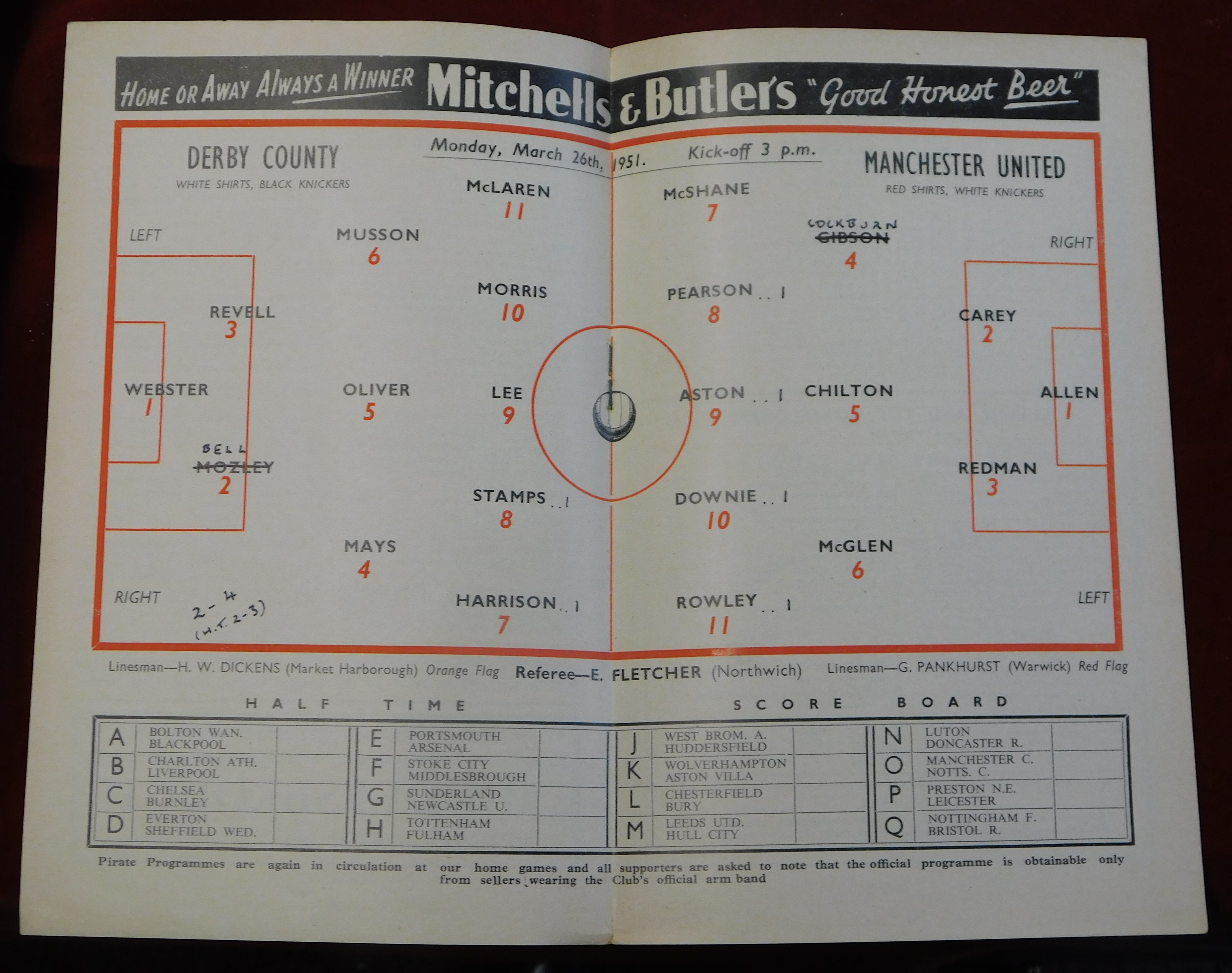 A collection of 6 Manchester United away programmes at Derby County 1947/48 (tape mark at spine, - Image 4 of 5