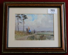 Framed Picture - Towards Newmarket, coloured picture measurement 27cm x 22cm excellent condition
