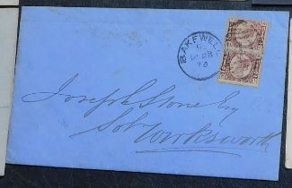 Great Britain 1873 envelope with contents posted to Bakewell with Wirksworth cancelled 23.12.73,