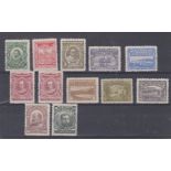 Newfoundland 1910 Postage issue SG 95-105 m/m set, SG 150a 6c claret m/m. Cat value £427