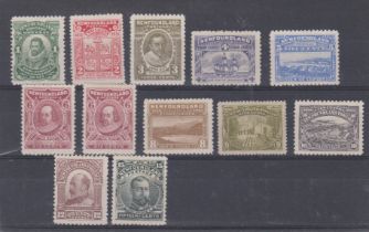 Newfoundland 1910 Postage issue SG 95-105 m/m set, SG 150a 6c claret m/m. Cat value £427