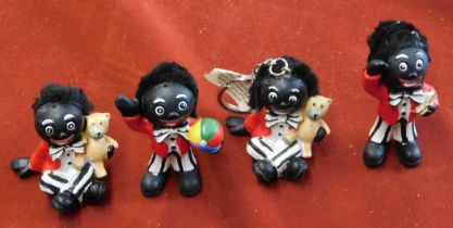 Ornaments - (4) small 'Golliwog' Ornaments, one with keyring, very good condition