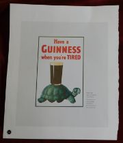 Print Guinness ' Have a Guinness When You're Tired' glass of Guinness on tortoise's back excellent