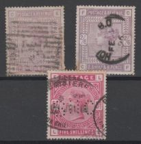 Great Britain 1883-1884 SG 178 used 2s6d lilac with perf nibbles SG 179 used 2s6d deep lilac SG