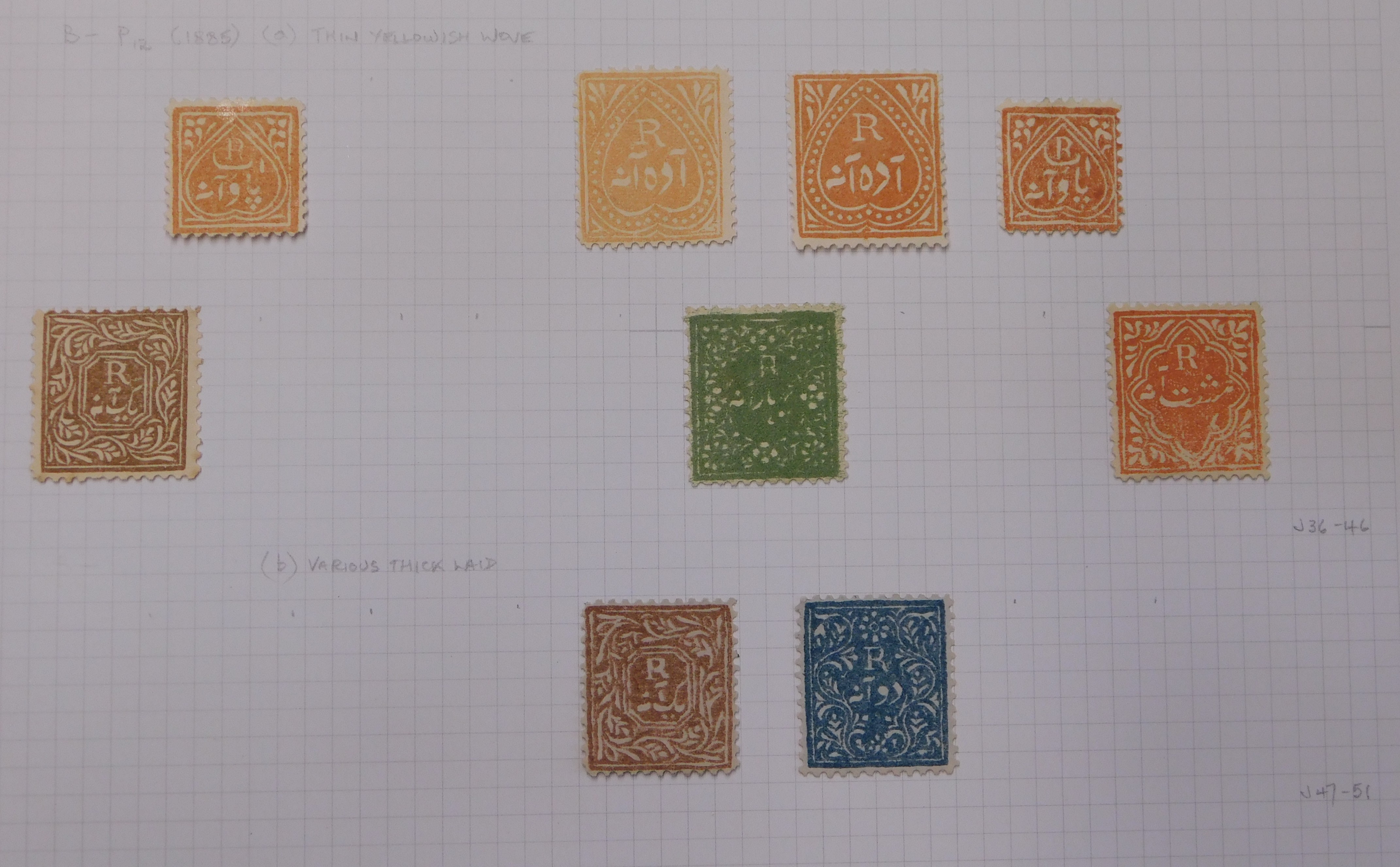 India (Jind) 1882-1885 nice m/mint ranges on various papers (14) - Image 5 of 5