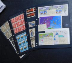 Japan 1970-1988 group of u/m miniature sheets and blocks of commemoratives in six Prinz cards. Cat
