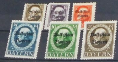 German States Bavaria opts 1919-20 SG 244A-249a M/M