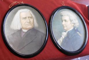 Picture - oval framed - (2) portraits (male), measurements 32cm x 26cm, good condition