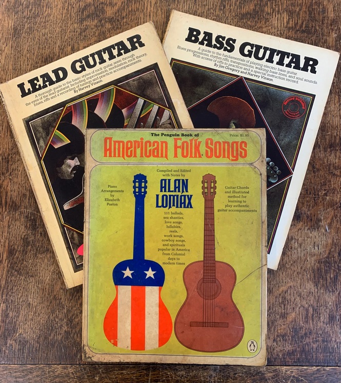 THREE GUITAR BOOKS, LEAD, BASS AND RHYTHM Three books for learning and practising the guitar, all in