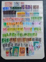 Hong Kong 1912-1988 stock page of used postage with few commemoratives, strength in QEII with much