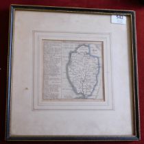 Framed Map of Norfolk Sept 20th 1741 published by Badeslade & Jones measurements 32cm x 32cm good