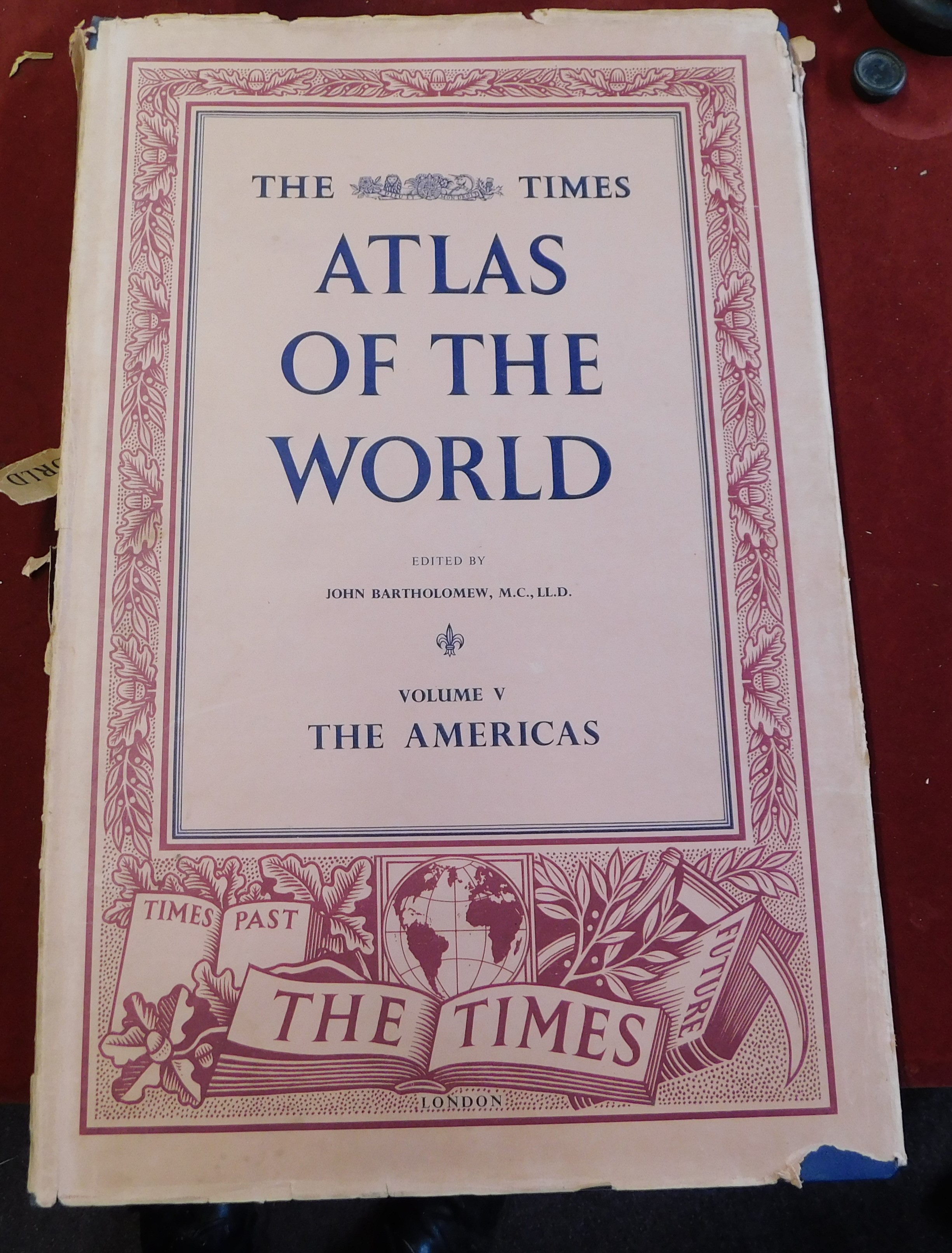 The Times Atlas of the World Volume V, 1955 depicting The Americas. Good condition with some wear to