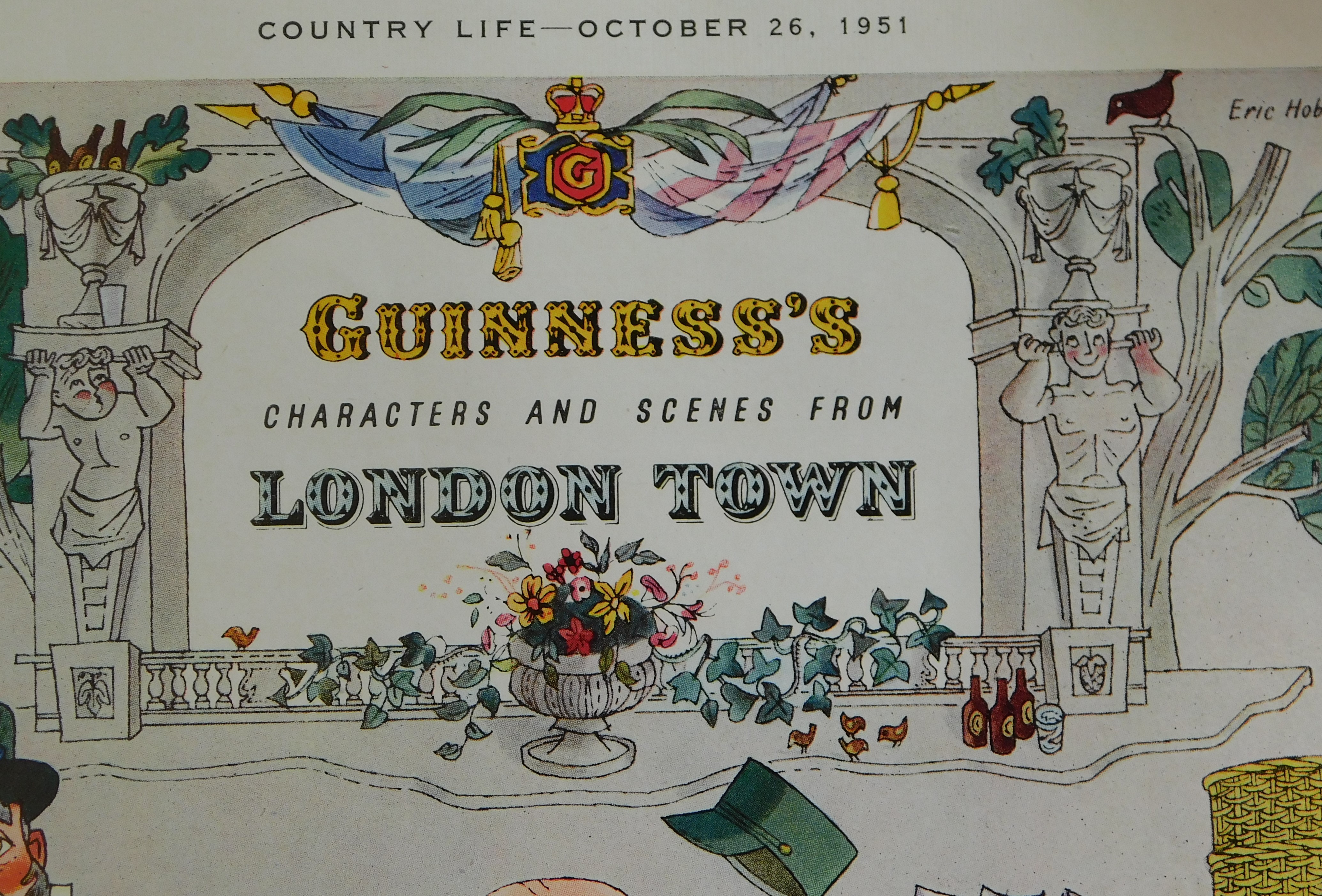 Print Guinness Country Life Oct 26th 1951 Characters and Scene from London Town excellent condition - Image 2 of 4