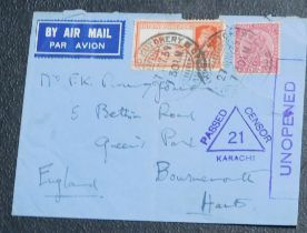 India 1939 envelope posted airmail to Bournemouth from the Commissioner of Allahabad, cancelled 27.