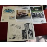 Advertising Print (4) Car Related Prints Lanchester, Austin, Aston Martin DB2, Land Rover, coloured,
