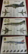 Poster-3 Aircraft Posters coloured-includes Hawk T Mk1-Phantom FG R2-Sea Harrier FRS MK1-showing