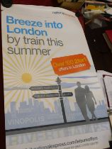 Poster National Express 'Breeze into London by Train', very good condition size 102cm x 63cm