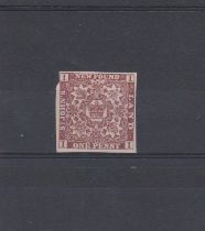 Newfoundland 1857-64 SG 1u/m 1d brown purple. Cat value £150
