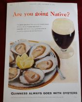 Prints Guinness Country Life Oct 15th 1959 'Are You Going Native?' plate of oysters and Guinness,