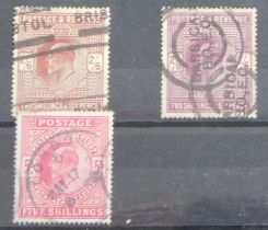 Great Britain 1911-13 Edward VII SG 316 fine used 2s6d dull reddish purple, SG 317 fine used 2s6d