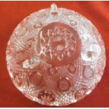 (3) Glass Fruit Bowls decorative one with white metal rim, (2) identical very good condition