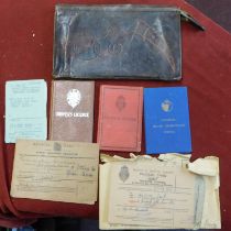Jack Austin - Driving Licence 1934 - and medical cards etc - (worn) leather wallet - fair condition