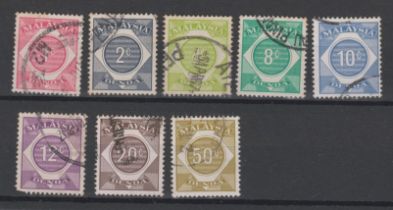Malaysia 1966 Postage due SG D1-D3, D6, D18-D21 used set. Cat value £45.50
