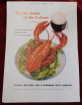 Print Guinness Country Life August 27th 1959 'Tis The Choice of the Lobster' very good condition