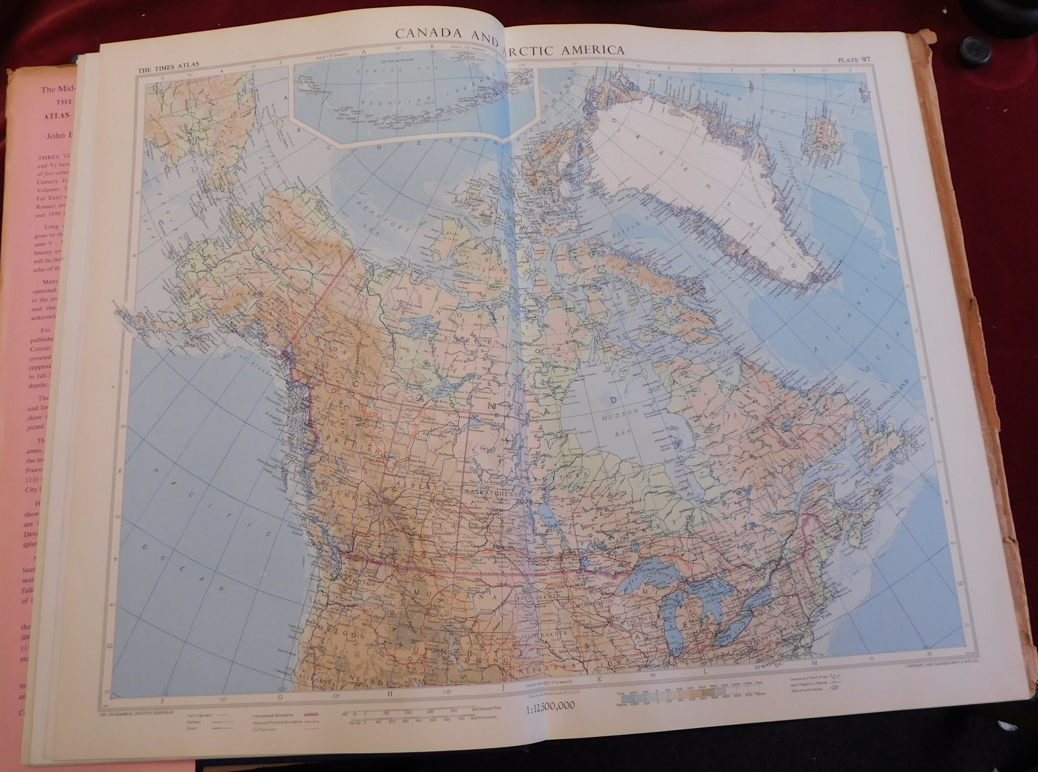 The Times Atlas of the World Volume V, 1955 depicting The Americas. Good condition with some wear to - Image 3 of 3
